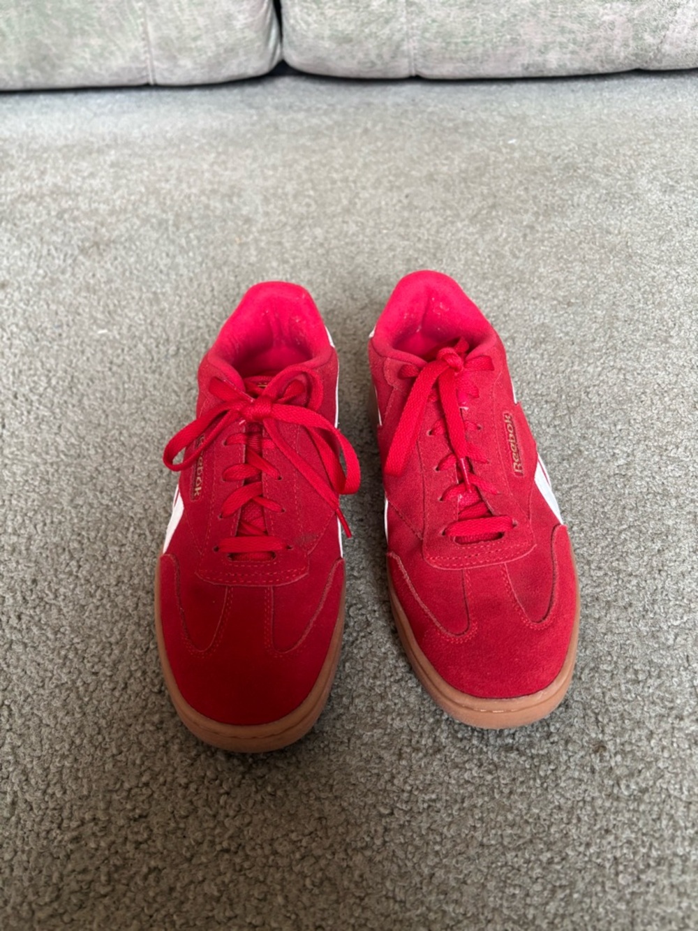 Reebok Red Suede Sneakers with Gum Sole